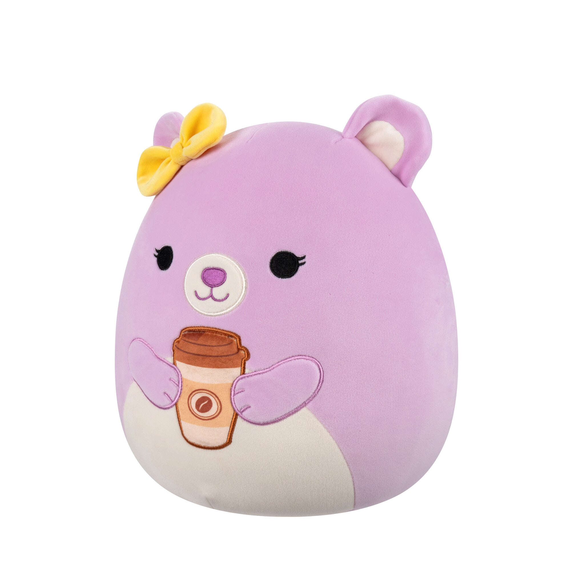 12-Inch Faine the Pink Bear with Bow Holding Coffee - Image 2