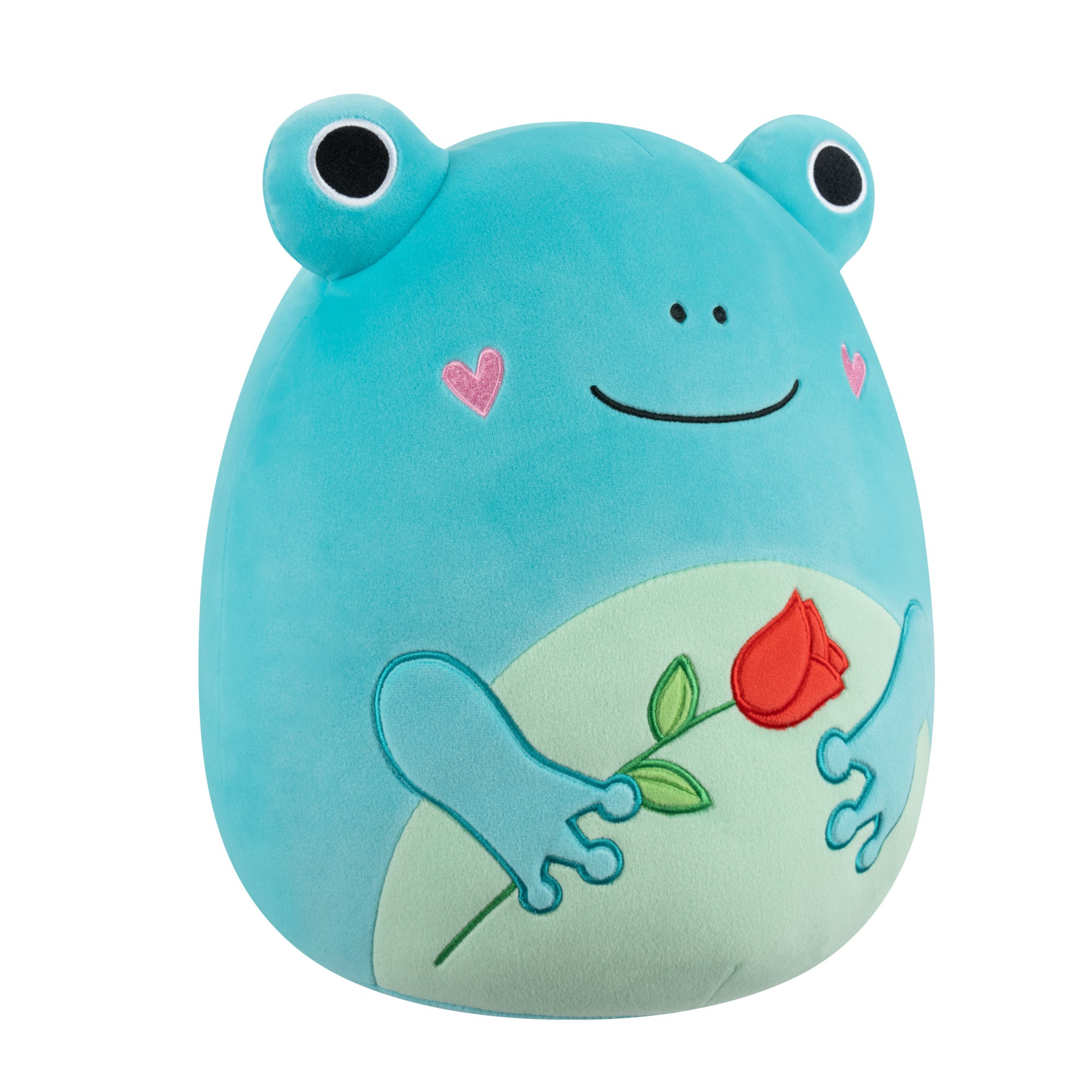 12-Inch Ludwig the Teal Frog Holding Rose - Image 2